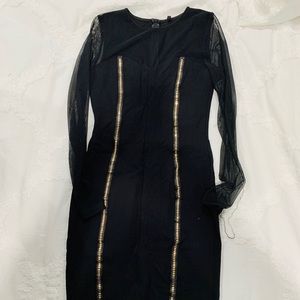 Black sheer long sleeve dress